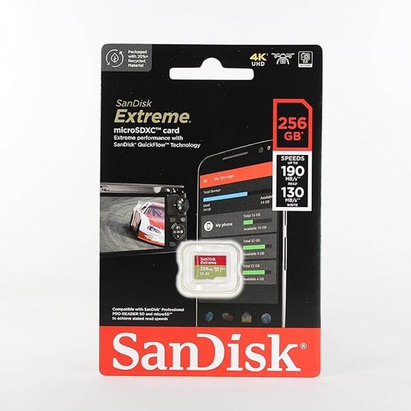 NEW W DEFECT SanDisk 256GB Extreme Micro SDXC UHS-I Card - Picture 1 of 3